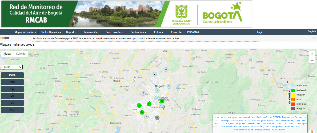 Condiciones de calidad del aire se mantienen favorables y moderadas en Bogotá