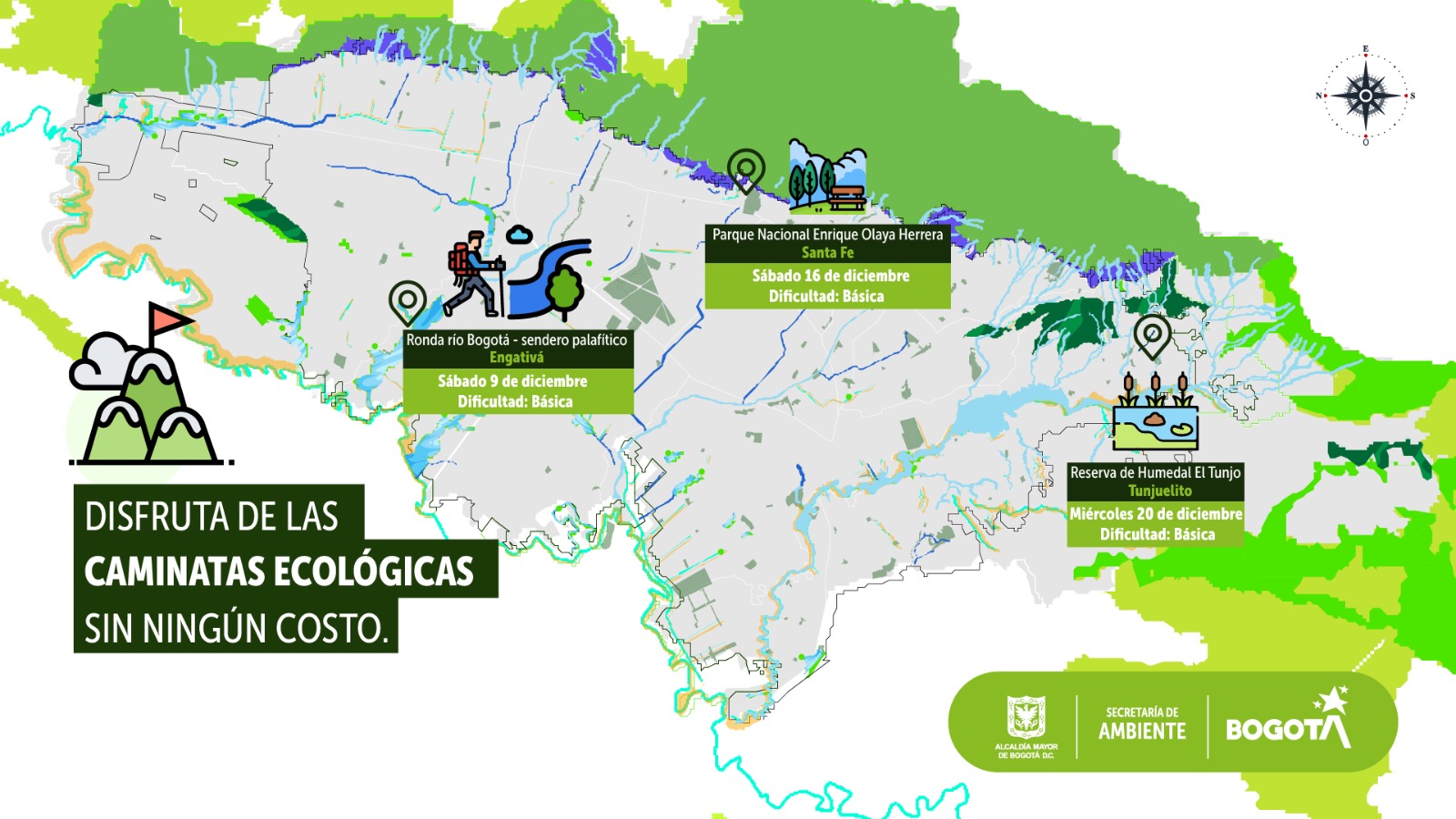 Cuáles son las caminatas ecológicas en Bogotá en diciembre