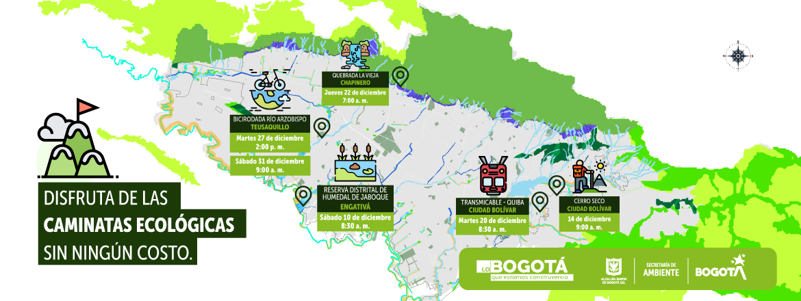 Caminatas ecológicas para diciembre en Bogotá